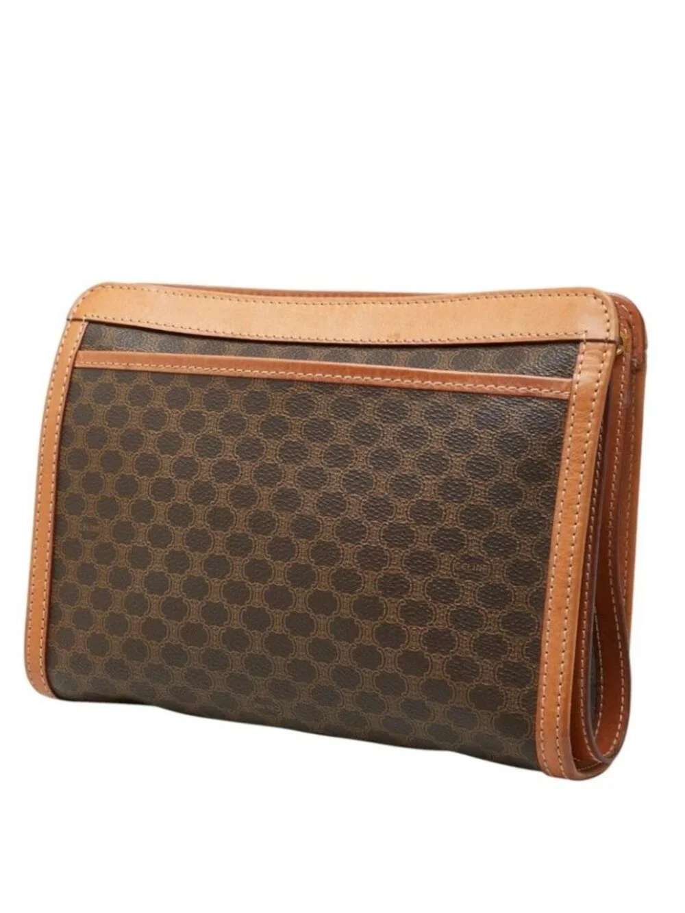 Celine Macadam Clutch Brown Leather